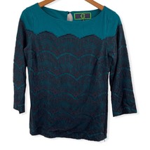 C Wonder Blue Lace Overlay Top Small - £10.30 GBP