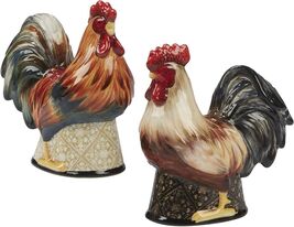Gilded Rooster 23666 Ceramic 3D Salt &amp; Pepper Set Susan Winget 5&quot; H - $22.77