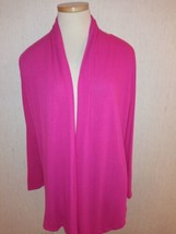 NWT Coldwater Creek Size L 14 Hot Pink L/S Open Cardigan Sweater Hand Washable - £13.97 GBP