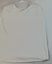 Loft Tank Top Womens Small White Lace Floral 100% Cotton Sleeveless Round Neck - £8.71 GBP