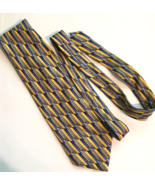 Keith Daniels neck tie 100% silk yellow &amp; blue 60 in long - £7.75 GBP