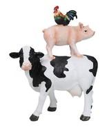 Western Country Rustic Farmhouse Holstein Cow Piglet And Hen Chicken Fig... - $47.52 CAD