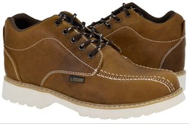 Mens Light Brown Work Shoes Anti Slip Lace Up Rubber Soles Soft Toe Bota... - £46.98 GBP