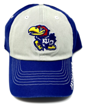 University Of Kansas Jayhawks Ku Logo Blue Grey Curved Bill Adjustable Hat Cap - £13.62 GBP