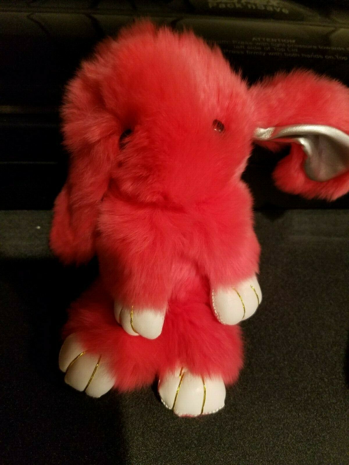 Furry Bunny Key Chain Rabbit Car Key Chain Handbag Backpack~Red - $3.95