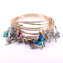 5pcs Bangle Set Wire Bracelets for Women Girls Jewelry Butterfly Parrot Dragonfl - $25.42