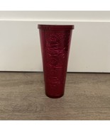 Starbucks 2017 Pink Magenta Floral Metallic Embossed Foil 24oz Tumbler  - $18.00