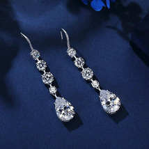 2 Ct Pear Cut Diamond Women&#39;s Drop &amp; Dangle Earrings 14K White Gold Finish - $79.99