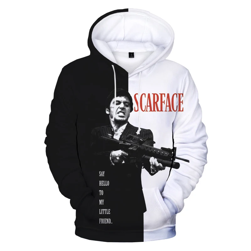 Movie Scarface 3D Print Hoodie Sweatshirts Tony Montana Print Harajuku Streetwea - £87.56 GBP