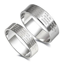 Personalized Engravable Laser Engraved New Testament Bible Couple Ring - £28.49 GBP