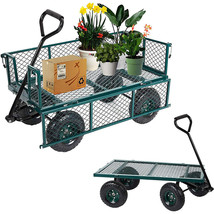 550Lb Steel Utility Wagon Cart Heavy Duty Outdoor Wheelbarrow Yard Lawn ... - £157.18 GBP