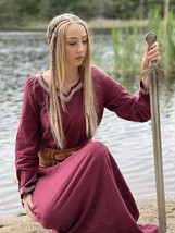 SALE! Red Viking Dress with Hand Embroidery – Size S - $1,501.49 MXN