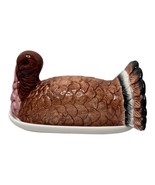 Vintage Ceramic Thanksgiving Turkey Butter Dish Fall Autumn Holiday Bird - $30.00