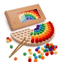 Wooden Double-Sided Bead Board With Wooden Alphabet Tracing Board Montessori Col - £29.77 GBP