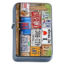 License Plates Flip Top Oil Lighter Em1 Smoking Cigarette Silver Case Included - $8.95