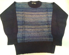 Suéter Mujer Invierno Lana Cuello Redondo Azul Fantasía Vintage Talla 42 44 Ca - £37.58 GBP