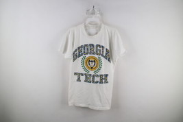 Vintage 90s Womens Medium Thrashed Georgia Tech University T-Shirt White USA - £30.54 GBP