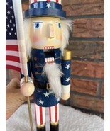 Uncle Sam Christmas Nutcracker 14&quot; American Flag Wood Soldier Decor Red ... - $28.50