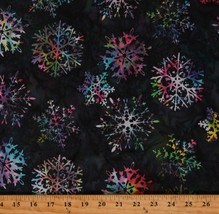 Cotton Batik Snowflakes Snow Winter Navy Blue Fabric Print by Yard D172.49 - £11.95 GBP