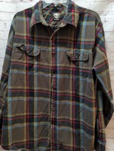 Timberland brown red blue plaid flannel men&#39;s shirt XL USED - £10.09 GBP