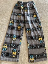 Minions Boys Gray Yellow Blue Fleece Pajama Pants 6-7 - £5.00 GBP