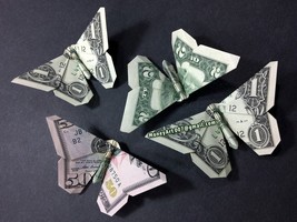 Dollar Origami Butterfly Made with REAL MONEY Handmade Cash Art Gift Ins... - $183.45 MXN+