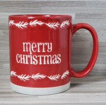 Merry Christmas 16 oz. Ceramic Coffee Mug Cup Red &amp; White  - £12.20 GBP