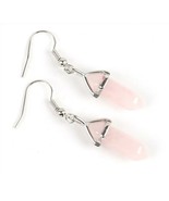 Earring Natural Stone Rose Quartz Hexagonal Reiki  Bead Drop. Ready to Ship - €5,05 EUR