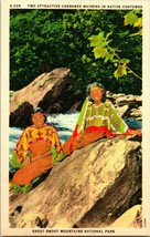 Vintage Linen Postcard Two Attractive Cherokee Maidens In Native Costumes UNP - £3.12 GBP