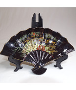 Ceramic Peacock Trinket Colorful Fan With Gold Trim Made In Japan  Very ... - $2.99