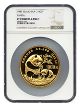 China: 1986 1000Y 12oz Gold Panda NGC PR69DCAM - $43,286.25
