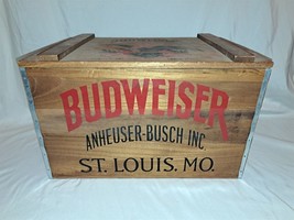 Vintage 17.5&quot; Anheuser Busch Budweiser Beer 1876 Wood Box Crate Hinged L... - $80.00