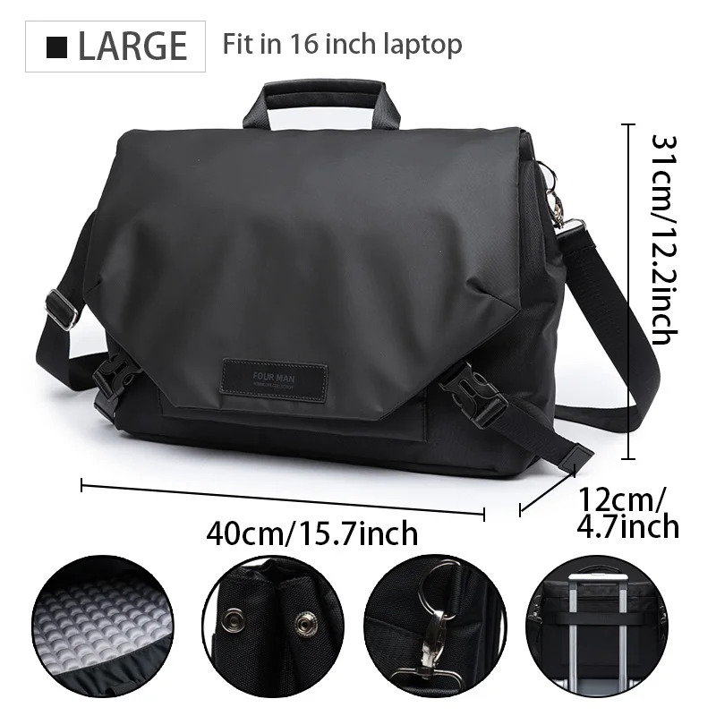 Waterproof Men&#39;s Messenger Bag, Multi-functional Laptop Case, Casual Lar... - $69.44
