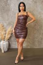 Brown Ruched Laced Mini Dress - $43.00