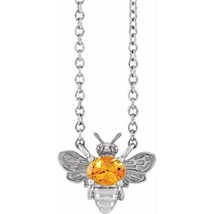 14k White Gold Orange Garnet Bee Necklace - £355.13 GBP