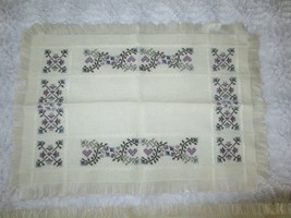 2 Woven Ivory Cross Stitch Hearts &amp; Flowers Runners - 12&quot; X 17&quot; &amp; 12&quot; X 34&quot; - £7.99 GBP