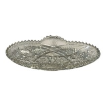 Antique McKee Pres Cut Glass Oval Bowl Hobstar Pattern Sawtooth - Damage - $298.78 MXN