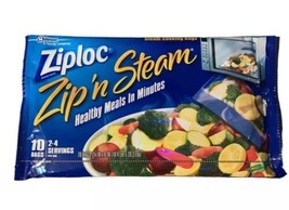 Ziploc Zip N Steam Cooking Microwave Bags 10 Medium per package Ziplock  - £18.60 GBP