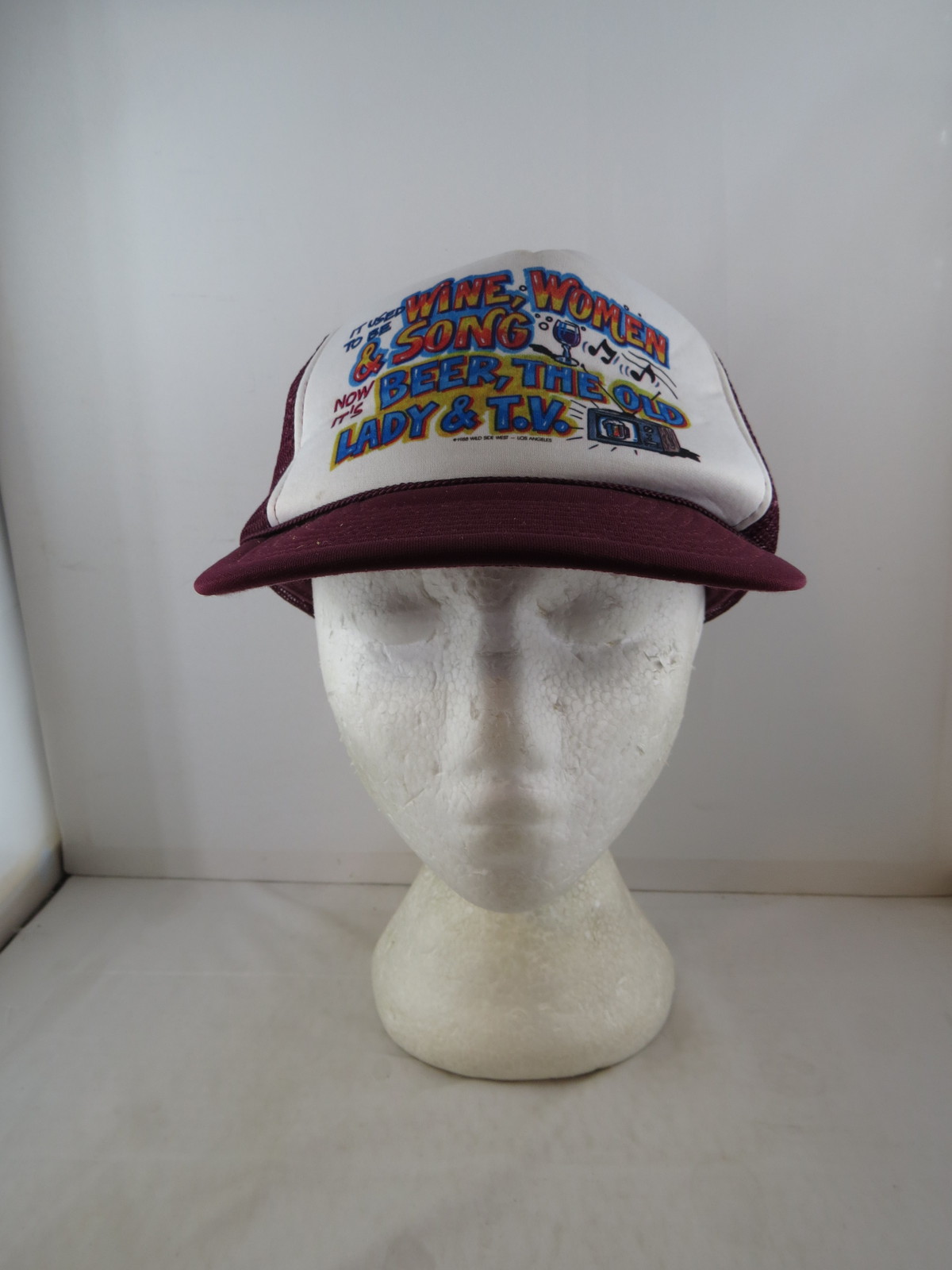 Vintage Screened Trucker Hat - Beer The Old Lady and TV - Adult Snapback - $33.00