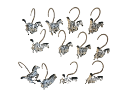 Animal Zebra Pattern 12 Shower Curtain Hooks Decorative Safari - $18.05