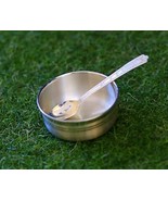 999 pure sterling silver handmade silver bowl and spoon set, silver has ... - $415.79