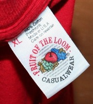 Vintage 90s Fruit Of The Loom Red Blank Cotton T-SHIRT Xl Single Stitch Usa Made - £13.37 GBP