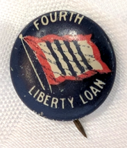ANTIQUE FOURTH LIBERTY LOAN ADVERTISING BUTTON PINBACK COSHOCTON OHIO VI... - $18.99