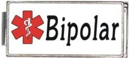 Bipolar White Medical Alert Italian Charm Superlink Bracelet Jewelry Link - £6.31 GBP
