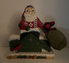 Vintage Figments of Folklore Santa in Chimney Handcarved Wood FolkArt 8&quot;x9&quot; - £19.26 GBP