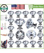 Diamond-Shaped Crystal Cabinet Pulls - 26 Durable Knobs for Stylish Home... - $53.14 CAD