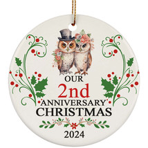 Our 2nd Anniversary Christmas 2024 Ornament Gift 2 Years Owl Couple In Love - £11.82 GBP