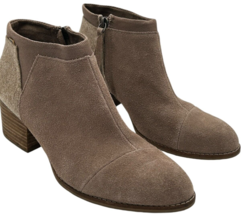 Toms Loren Women&#39;s Suede &amp; Fabric Stacked Heel Zip-up Ankle Boot Booties... - $42.18