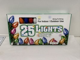 25CT C9 String Lights Multi Color 25 ft Green Wire Indoor/Outdoor Christmas - £11.30 GBP