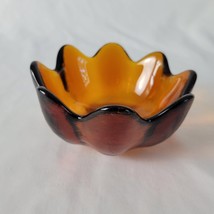 Vintage Blenko Glass Lotus Flower Small Amber Bowl Dish Mid Century Mode... - $26.72
